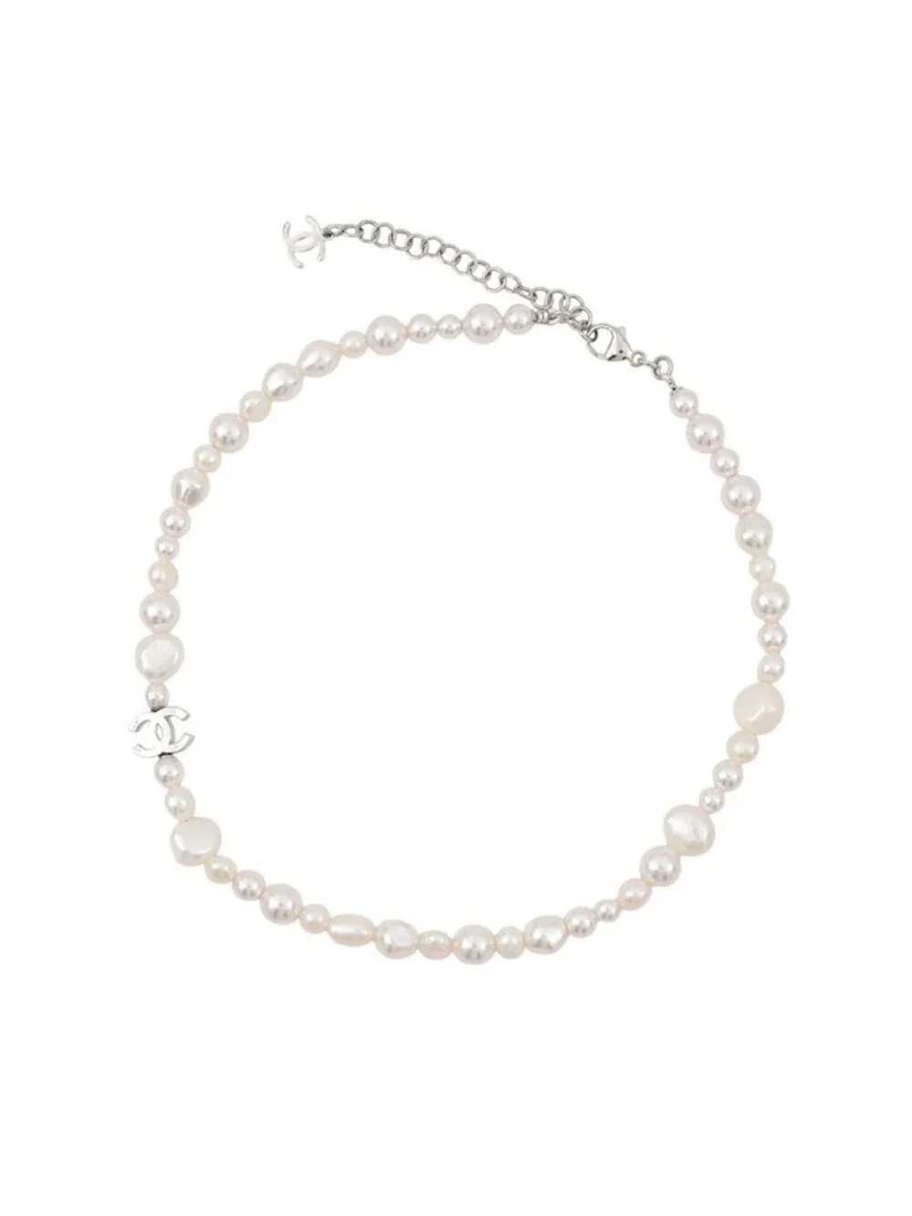 Chanel Necklace Faux Pearl CC Logo